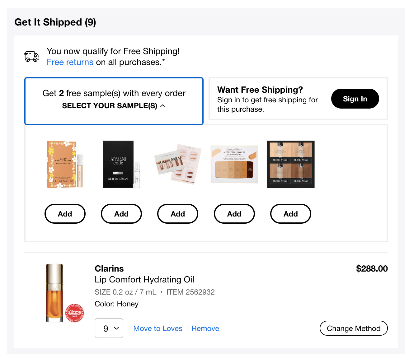 Sephora free samples pricing strategy example